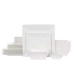 white square plates stacked on top of each other