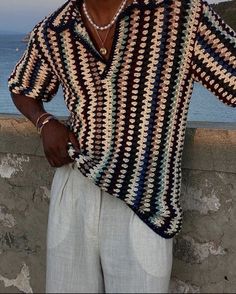 Crochet Men, Streetwear Mode, Crochet Shirt, Black Man, Men Fashion Casual Outfits, Streetwear Men Outfits, Summer Outfits Men