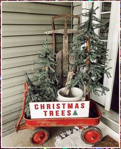 Christmas Ideas For The Home - Everything you need to fulfill your day, night and world - Anything and Everything! - Click to visit NOW! Farmhouse Christmas Decor Ideas, Cheap Christmas Diy, Christmas Centerpieces Diy, Christmas Front Porch, Christmas Porch Decor, Red Wagon, Christmas Porch, Front Porch Christmas Decor, Farmhouse Christmas Decor