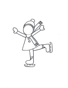 a black and white drawing of a girl on a skateboard with her arms in the air