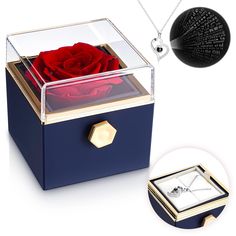 PRICES MAY VARY. Forever Blooming Rose: Experience the timeless beauty of a real rose, preserved at its peak to last forever, symbolizing eternal love. Rotating Display: With a gentle twist, the rose comes to life, rotating elegantly to display a hidden compartment and the sparkle of a secret necklace. Hidden Necklace: Each box includes a stunning necklace, carefully selected to complement the beauty of the preserved rose, perfect for making any occasion special. High-Quality Craftsmanship: Meti Forever Roses, Romantic Dance, Eternal Flower, Forever Rose, Real Rose, Heart Shaped Necklace, Girlfriend Birthday, Elegant Pendant, Blooming Rose