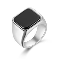 PRICES MAY VARY. Design▶This ring features a modern design setting with a black agate/turquoise, not too chunky and has a nice finish. It looks great on finger and goes well with any outfit. GIFT IDEA▶A classic, timeless piece you'll never want to take off. You can also send it as Father's Day/Christmas/Anniversary/Valentines Day/birthday/business gift. SELECTED MATERIALS▶This ring is crafted with care and precision, using 316L stainless steel as base material that will not fade or get rusty for Mens Signet Ring, Signet Ring Men, Simple Band, Gold Signet Ring, Business Gift, Valentines Day Birthday, Everyday Rings, Men's Jewelry Rings, Ring Setting