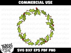 a christmas wreath with holly leaves and red berries is shown in this svt file