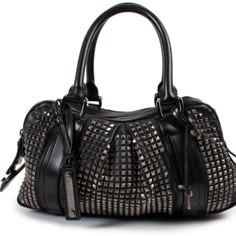 Never Used, In Great Condition , Black Gunmetal Studded Stud Clothes, Studded Purse, Bag Decoration, Black Leather Bag, Leather Satchel Handbags, Studded Bag, Burberry Prorsum, What In My Bag, Statement Bag