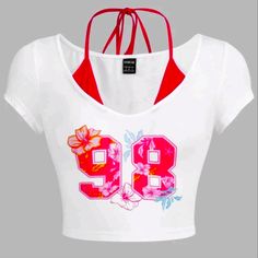 New With Tags Crop Top Size Small, Would Also Fit Extra Small It's Definitely Cropped But Very Cute! Baggy Crop Top, Spring Summer Capsule Wardrobe, Cute Pajama Sets, Shein Icon, Girls Crop Tops, Denim Skirt Women, Summer Crop Tops, Crop Top Outfits, Cropped Tops