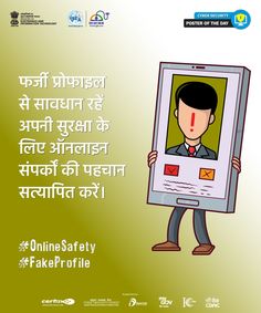 a man holding up a cell phone with the caption'online safety fakerofiie '