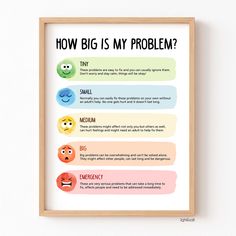 a poster with the words, how big is my problem? and some emoticions