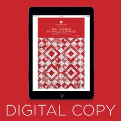 the digital copy for half square triangle surprise is displayed on a red background with an ipad