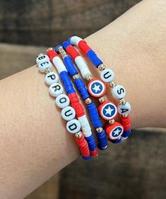 Patriotic 4th of July accessories, beaded USA bracelet for women, Red White Blue Bracelets, Jewelry Gift, USA Bracelets, Gifts for Her, July 4th Set of 5 Patriotic stack bracelets Comes in a gift box & a free gift with purchase! One size fits most Patriotic Bracelets For 4th Of July Gift, Blue Bracelet For 4th Of July, 4th July Braclets, Cheap Patriotic Beaded Bracelets For 4th Of July, 4th Of July Accessories, Red Patriotic Bracelet Jewelry, Seed Bead Jewelery, Usa Bracelet, Bracelet Maker