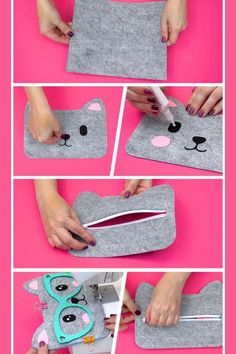 the instructions to make an adorable cat purse