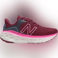 Garnet And Pink Women Size 10.5 B Step Into Unparalleled Comfort With The New Balance Fresh Foam More V3, Designed Specifically For Women Who Value Plush Cushioning And Support During Their Runs. Boasting A Fresh Foam Midsole, These Shoes Offer Exceptional Comfort With Every Stride, Ensuring A Luxurious Feel Even During Long Miles. The Engineered Mesh Upper Is Not Only Soft But Also Provides Crucial Support And Breathability, Keeping Your Feet Cool And Secure. What Sets These Shoes Apart Is Thei Red Cushioned Sneakers For Walking, Red Running Sneakers With Gel Cushioning, New Balance Sneakers With Air Cushioning, Red Low-top Running Shoes With Gel Cushioning, Red Sporty Sneakers With Arch Support, Red New Balance Running Shoes With Branded Insole, New Balance Womens Shoes, New Balance 574 Womens, New Balance Running Shoes