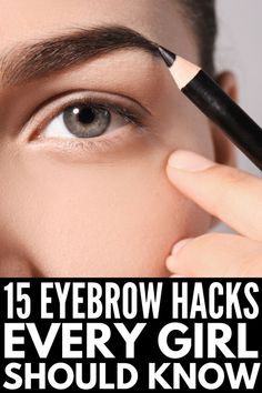 14 Eyebrow Hacks Every Girl Should Know | Want to know how to get beautiful brows from the comfort of your home? These step-by-step beauty tricks are for you! We’re sharing growth tips, plucking tricks, shaping hacks, and how to fill in your brows with makeup so they look natural yet full. Click for our fave DIY eyebrow growth tips using basic household products like castor oil as well as the best eyebrow pencil, brushes, and shaping tools! #eyebrows #brows #eyebrowhacks #eyebrowshaping Best Eyebrow Pencil, Diy Eyebrow, Brow Hacks, Best Eyebrow Pencils, Mascara Hacks, Eyebrow Hacks, Hacks Every Girl Should Know, Eyebrow Makeup Tips