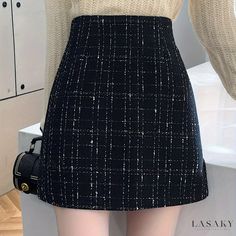 Lasaky - Refined Womens Plaid Print High Waist Tweed Skirt, Exquisite A Line Mini Skirt, Premium Fashionwear Persian Fashion, Skirt Elegant, Fashion Terms, A Line Mini Skirt, Tweed Skirt, Linnet, Line Skirt, Plaid Print, Womens Plaid