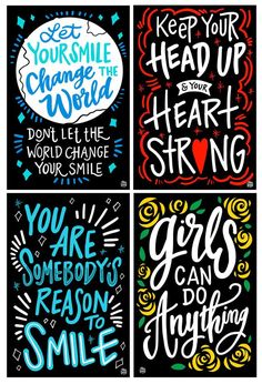 four posters with different sayings on them