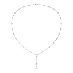 Adorn yourself in the radiance of our 18K white gold lariat necklace, featuring a captivating 6 3/4 carats of round, marquise-cut, emerald-cut and pear-cut diamonds. Embrace elegance and luxury, making every moment a shimmering statement of timeless beauty.This luxe jewelry is a Helzberg Diamonds exclusive. For immediate questions about this product, please contact us or schedule an in-store or virtual appointment. | 6 3/4 ct. tw. Diamond Lariat Necklace | 18K White Gold, | Size 16" | Luxe Jewel Diamond Lariat Necklace, Gold Lariat Necklace, Helzberg Diamonds, Luxe Jewelry, Pear Cut Diamond, Marquise Diamond, Stone Cuts, Lariat Necklace, Marquise Cut