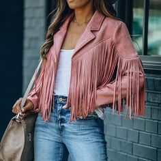 New Boutique Item S 4-6m 8-10 L 12-14 Jessica Kelly, Tassel Jacket, Faux Leather Jacket Women, Hippie Jacket, Stage Clothes, Faux Leather Motorcycle Jacket, Motorcycle Jacket Women, Western Clothes, Xoxo Gossip