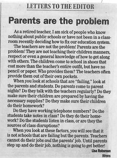 a newspaper article about parents are the problem