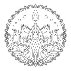 a lotus flower in the middle of a circle with an intricate design on it's side