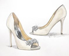 Badgley Mischka Bridal Shoes, Shoe Art Designs, Shoe Illustration, Badgley Mischka Bridal, Quilted Shoes, White Bridal Shoes, Bedroom Dressing