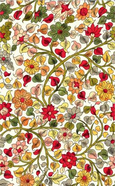 a flowery pattern with many different colors and sizes on the fabric, it is very colorful