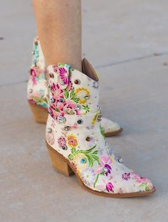 Inlay High Western Embroidery Boots | Krush Kandy | Phoenix, AZ Embroidered Cowgirl Boots, Boots Embroidered, Embroidery Boots, Western Embroidery, Cream Boots, Vegan Leather Boots, Cowgirl Boot, Print Embroidery, Girl Closet