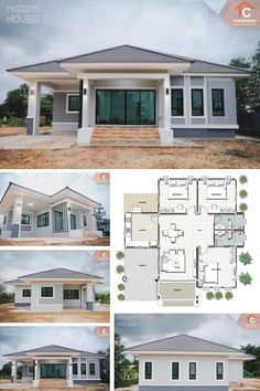 three story house plan with 3 bedroom and 2 bathrooms in the front, an open floor plan