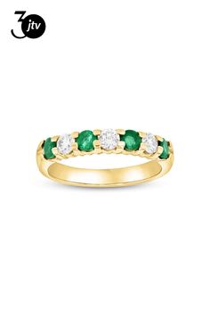 1.00ctw Emerald and Diamond Wedding Band Ring in 14k Yellow Gold. The round emerald in this ring have a total carat weight of 0.60 carats. The diamonds have a total carat weight of 0.40 carats. Wedding Band Ring, Diamond Wedding Band, Beads And Wire, Diamond Wedding Bands, Jewelry Trends, Diamond Wedding, Metal Jewelry, Wedding Ring Bands, Band Ring