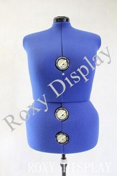 a blue mannequin with buttons on it