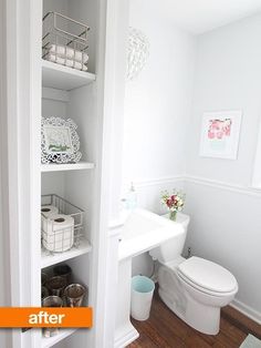 a white toilet sitting in a bathroom next to a sink