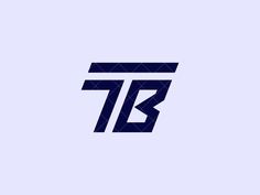 the letters t and b are made up of blue squares on a light purple background