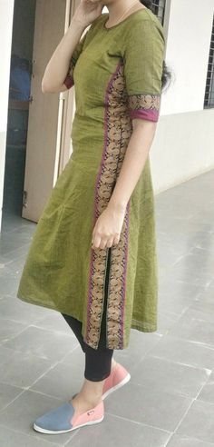 Cotton Saree Churidar Designs, Silk Salwar Suit Neck Designs, Plane Kurta Design With Lace, South Indian Dress Salwar Kameez, South Indian Salwar Suits, South Cotton Dress Design, Cotton Dress Kurti Designs, Sari Kurti Designs Latest, Stitched Salwar Designs