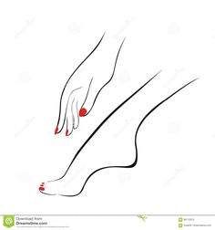 Female hand and leg with red nails, manicure, pedicure. Logotype. For fashion sa #Sponsored , #sponsored, #AD, #leg, #Female, #nails, #red Red Nails Manicure, Female Nails, Nails Drawing, Massage Art, African Women Art, Hairstylist Business Cards