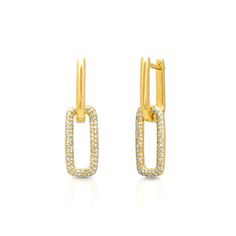 Aria Link Studded Drop Earrings Modern Luxury Earrings With Rectangular Links, Luxury Gold Earrings With Rectangular Links, Luxury Modern Earrings With Rectangular Links, Luxury Rectangular Earrings, Luxury Rectangular Everyday Earrings, Dangle Earrings With Paperclip Chain, Gold Number, Cz Necklace, Chain Earrings