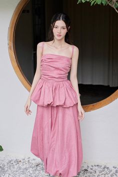 Pine Balloon Draped Linen Midi Skirt | MEAN BLVD Pink Midi Skirt Outfit, Baloon Dress, Pink Voluminous Midi Skirt, Pink Voluminous Maxi Skirt, Pink Voluminous Skirt, Pink Voluminous Ruffled Skirt, Pink Voluminous Gathered Skirt, Linen Midi Skirt, Pink Midi Skirt