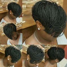 Tasha's Braids - short tapered cut extensions Braids Bob, Pixie Braids, Box Braids Bob, Micro Braids Hairstyles, Braids With Shaved Sides, Shaved Side, Tree Braids, Bob Braids, Hair Twist