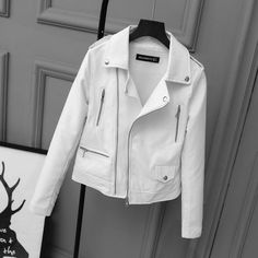 Punk Leather Jacket, Luxe Boutique, Biker Leather Jacket, Vegan Leather Jacket, Biker Leather, Lady Biker, Leather Sleeve, White Jacket, Leather Jackets Women