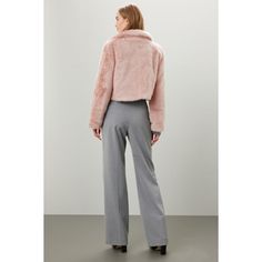 Pink faux fur (100% Acrylic). Lining (95% Polyester, 5% Elastane). Jacket. Long sleeves. Collar. Pull on. 18" from shoulder to hemline. Imported. Faux Fur Coat For Workwear In Mink Color, Faux Fur Coat For Workwear, Faux Fur Mink Color Coat For Work, Spring Workwear Fur Coat With Faux Fur Lining, Spring Faux Fur Workwear Coat, Spring Workwear Faux Fur Coat, Fitted Fur Coat With Faux Fur Lining For Work, Pink Faux Fur, Rent The Runway