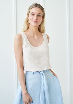 Linen Crops, Linen Casual, Cropped Tops, Linen Skirt