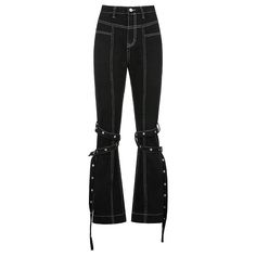 Baggy Jeans Fashion, Loose Cargo Pants, Korean Jeans, Black Denim Pants, Goth Outfit, Pants Korean, Rock Outfit, Streetwear Mode, Rave Outfit