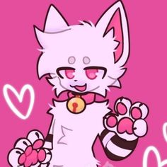 a white cat with pink eyes holding a gold medal and paw prints on it's chest