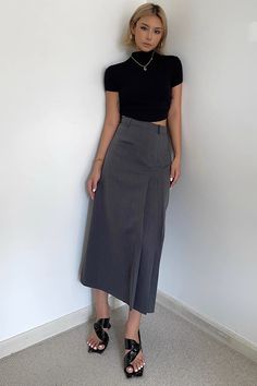 Item Type: BottomsMaterial: Cotton. SpandexPattern: PlainColor: Coffee. Black. GraySize: S.M.L Size (CM): Length Waist Hip S 82 64 86 M 83 68 90 L 84 72 94 Gray High Waist Skirt For Work, Fitted Asymmetrical Skirt For Office, Gray Stretch Skirt For Work, Fitted Gray Pencil Skirt For Work, Fitted Gray Pencil Skirt For Office, Trendy Stretch Skirt For Office, Coffee Black, Pleated Skirts, Rhinestone Dress