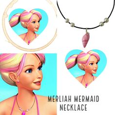 Barbie Mermaid Tale Necklace, Barbie In A Mermaid Tale Necklace, Merliah Summers Necklace, Perfume Cream, Pink Shell Necklace, Shell Mermaid, Barbie Funny, H2o Mermaids