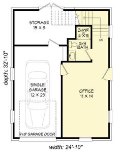 the garage floor plan is shown in this image