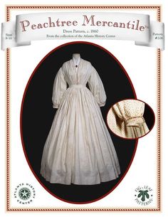 This sewing pattern was drafted from an original dress in the collection of the Atlanta History Center. This day dress from the Archibald Smith family in Roswell, Georgia is believed to have been made and worn by the lady of the house, Anne Margaret Magill Smith (1807-1887). Anne Historical Clothing Patterns, 1860s Dresses, Historical Patterns, Historical Sewing, 1900s Fashion, Historical Dress, Period Clothing, 19th Century Fashion, Costume Patterns