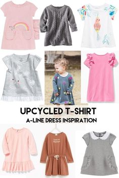 several different types of clothes with the words upcycled t - shirt