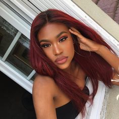 Dark Roots Hair, Mekap Mata, Hot Hair Colors, Smink Inspiration, Long Red Hair, Girls With Red Hair, Burgundy Hair