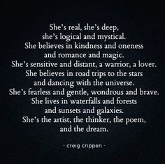 the poem she's real, she's deep