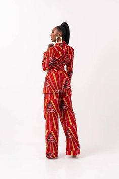 African Pants, Ankara Jackets, High Waist Trousers, Wax Fabric, Infinity Dress, Ankara Fabric, 3 Piece Suits, African Inspired, Fitted Skirt