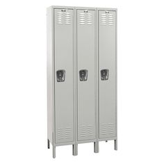 two lockers are shown side by side with the doors open and one door closed