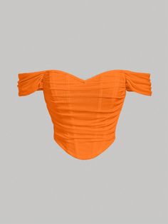 Naranja Quemada Casual Collar manga corta Tela tejida Liso  Embellished Elástico Ligero Orange Mesh Top, Orange Going Out Top, Mod Off, Ruched Mesh Top, Closet Wishlist, Womens Lace Tops, Orange Top, Womens Tights, Cosplay Dress